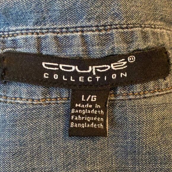 Coupe 100% Cotton Snap down Long-sleeved Top Women Size L - Picture 8 of 10